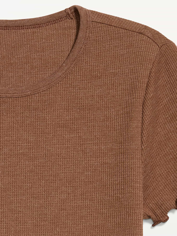 Image number 4 showing, Fitted Waffle-Knit Cropped T-Shirt
