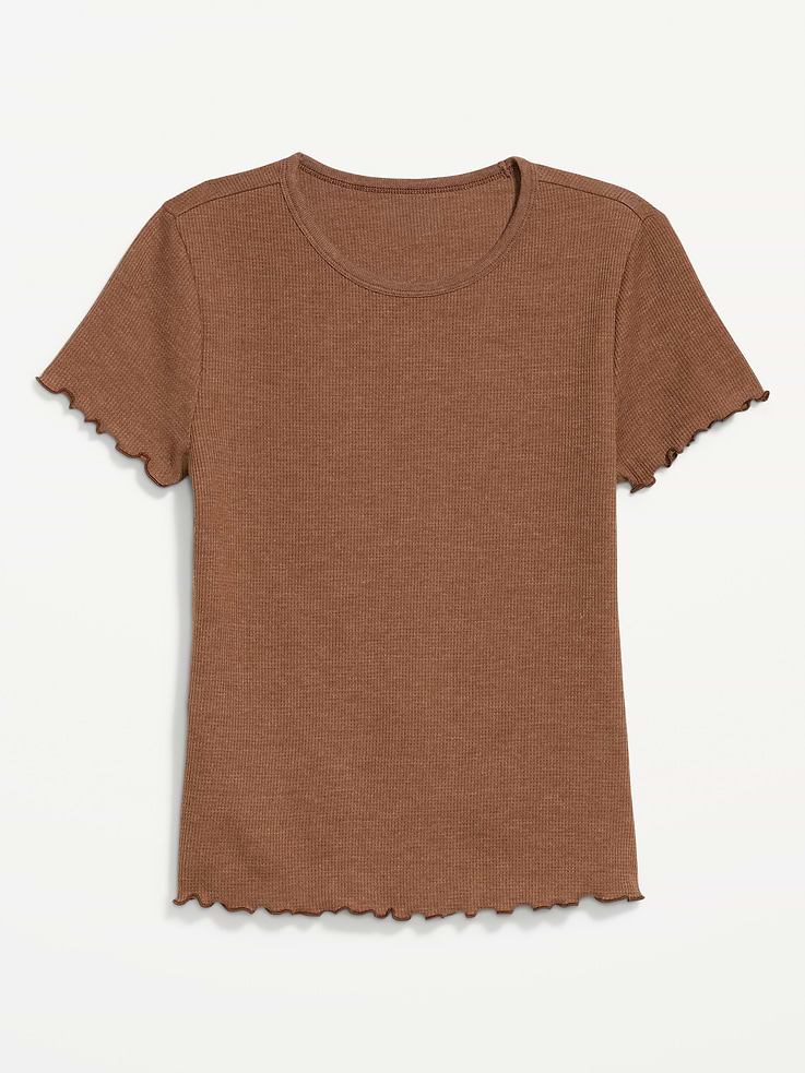 Image number 5 showing, Fitted Waffle-Knit Cropped T-Shirt