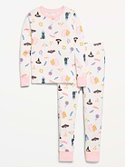 Image number 1 showing, Printed Snug-Fit Graphic Pajama Set for Girls