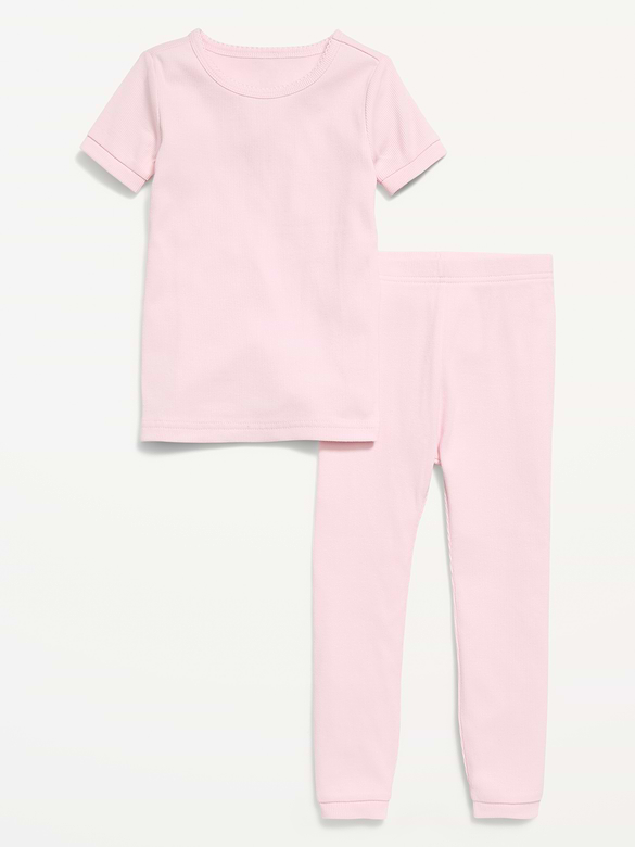 Snug-Fit Ribbed Pajama Set for Toddler & Baby
