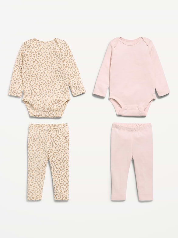 Long-Sleeve Bodysuit and Leggings 4-Piece for Baby