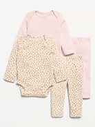 Image number 1 showing, Long-Sleeve Bodysuit and Leggings 4-Piece for Baby