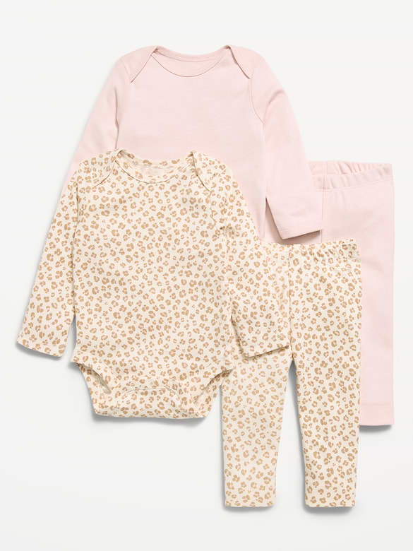 Long-Sleeve Bodysuit and Leggings 4-Piece for Baby