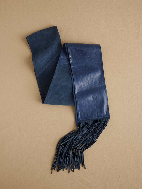 Archive Leather + Silk Fringe Wrap Scarf