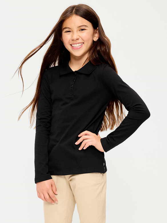 School Uniform Jersey-Knit Polo Shirt for Girls
