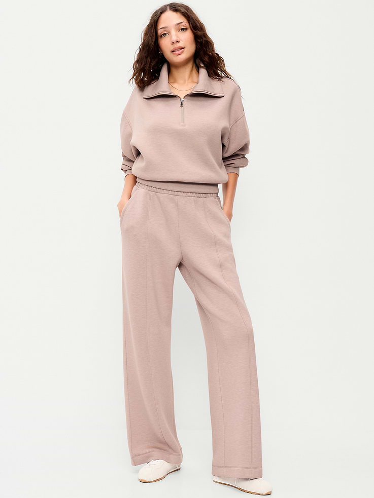 Image number 1 showing, High-Waisted Bounce Fleece Wide-Leg Sweatpants