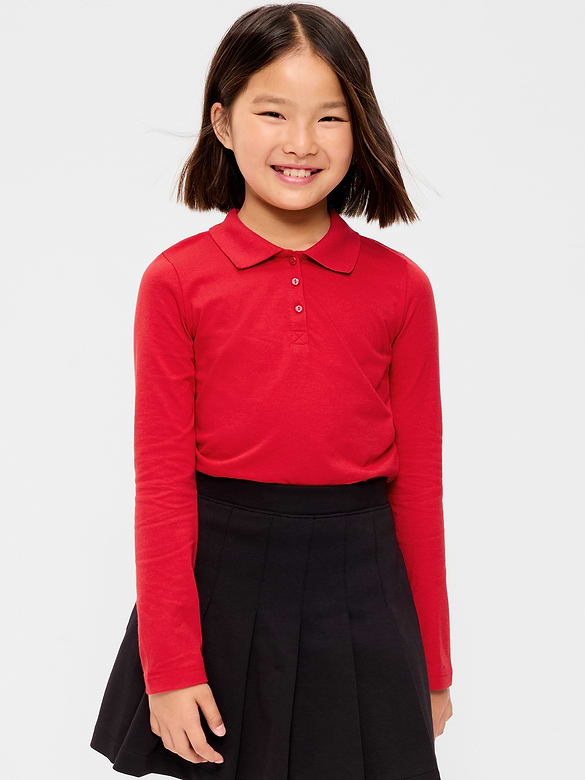 School Uniform Jersey-Knit Polo Shirt for Girls