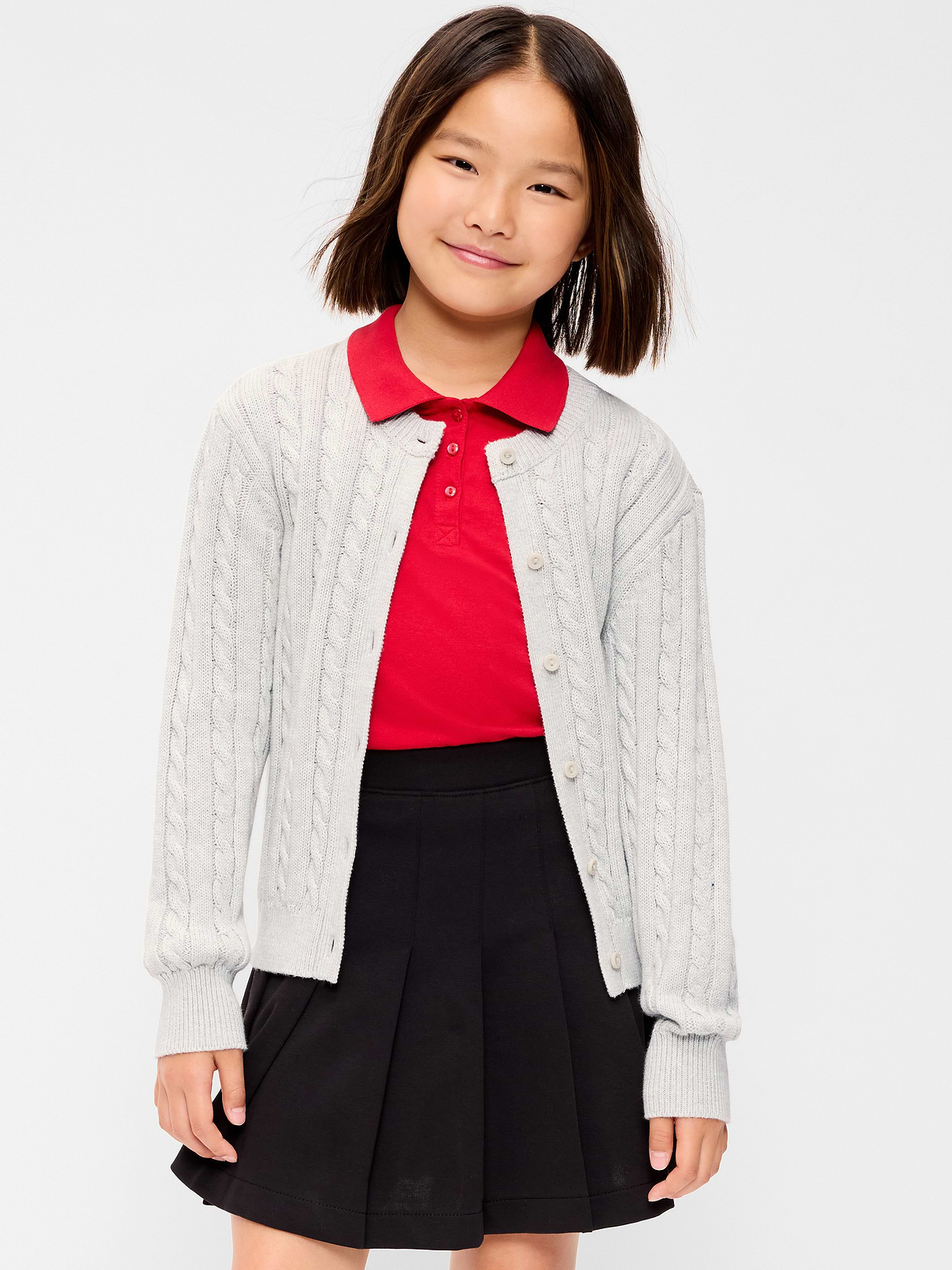 Image number 1 showing, Cable-Knit Cardigan Sweater for Girls