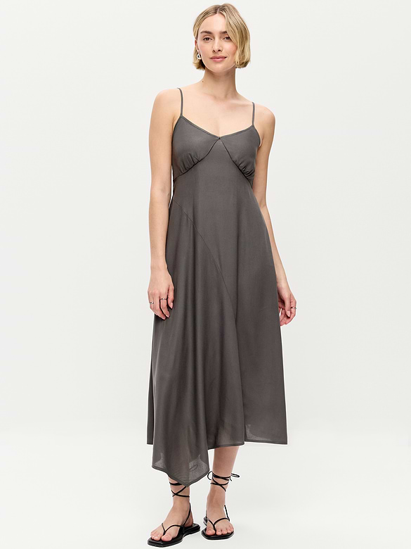 Fit & Flare Tie-Back Asymmetrical Midi Dress