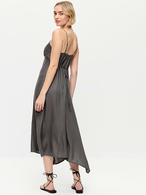 midi dress with tie back Romance Lace Trim Tie-Back this dress is a versatile addition for any fashion Red Ruffle Tie Back Midi