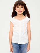 Image number 1 showing, Short-Sleeve Sweetheart-Neck Button-Front Top for Girls
