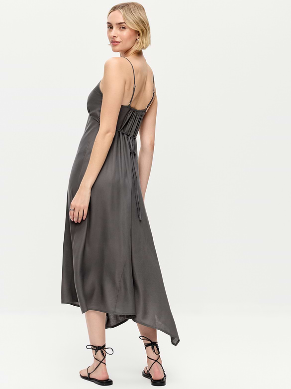 Fit & Flare Tie-Back Asymmetrical Midi Dress