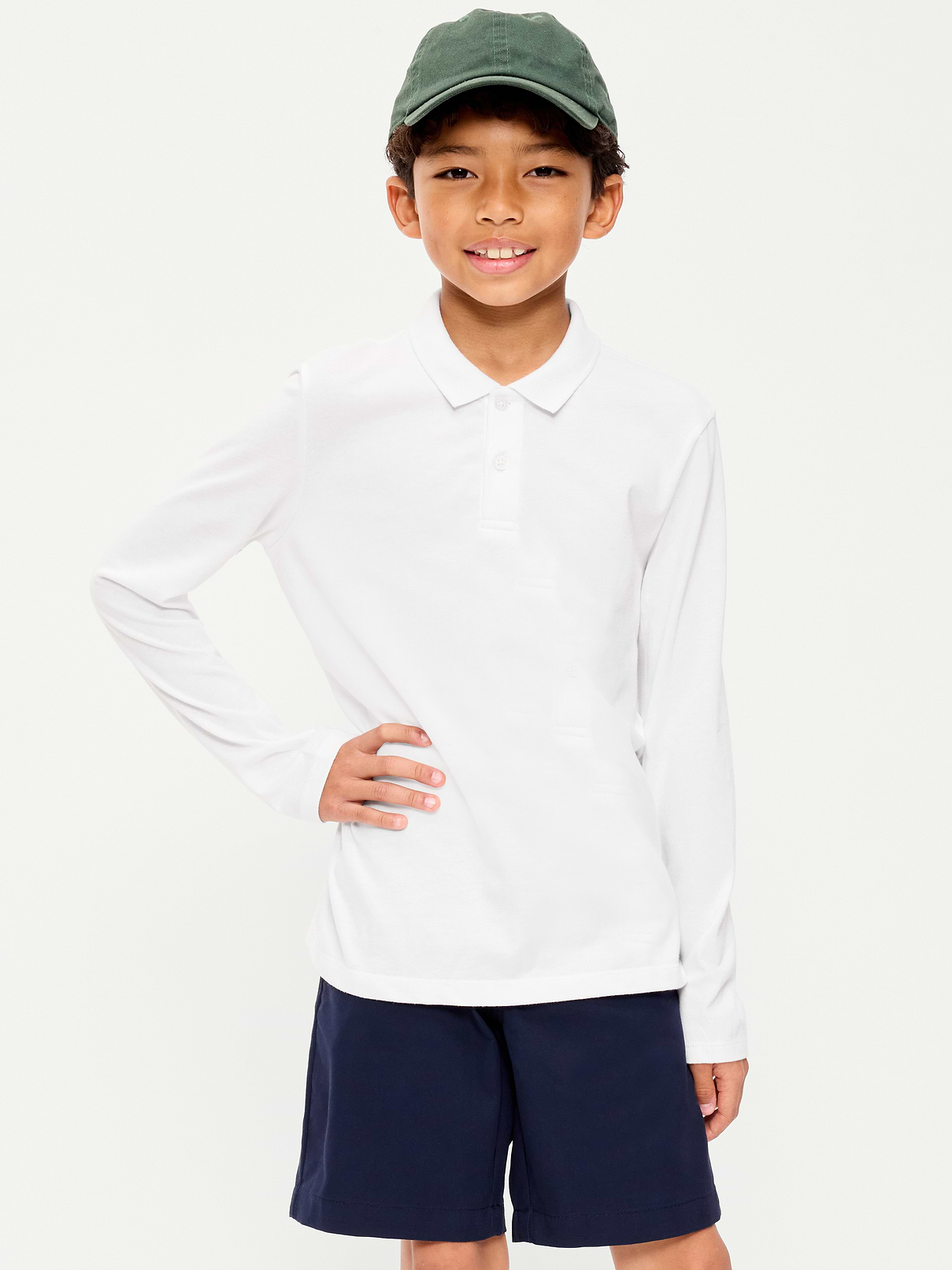 Image number 1 showing, School Uniform Long-Sleeve Polo Shirt for Boys