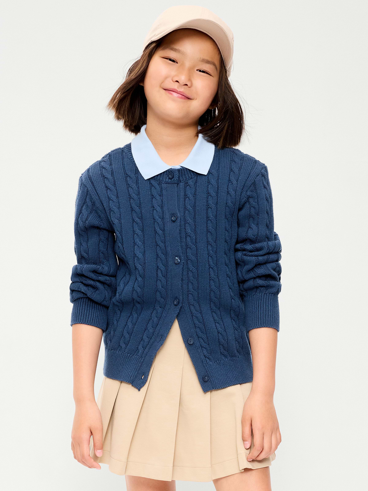 Cable-Knit Cardigan Sweater for Girls