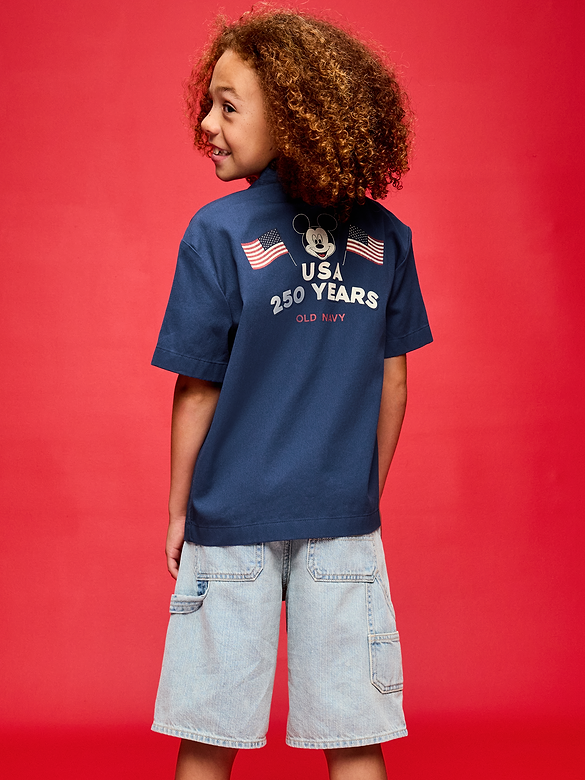 Old Navy x Disney Mickey Mouse Short-Sleeve Twill Camp Shirt for Boys