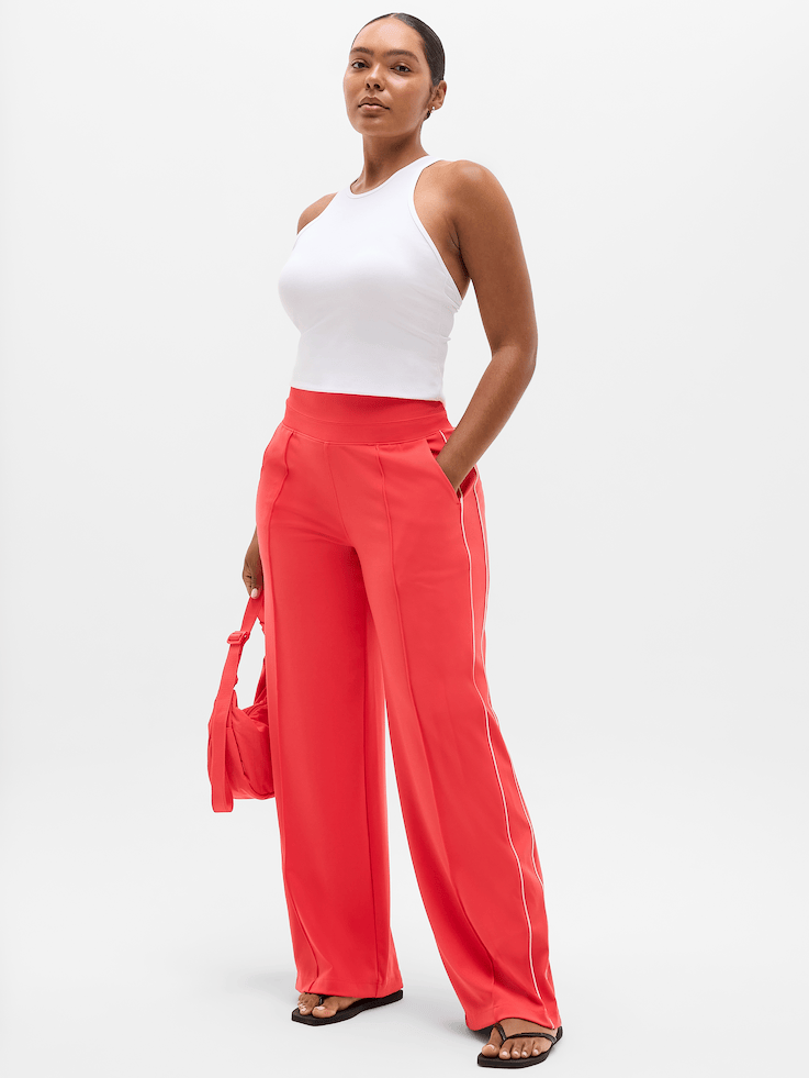 Image number 1 showing, Venice High Rise Track Stripe Wide Leg Pant