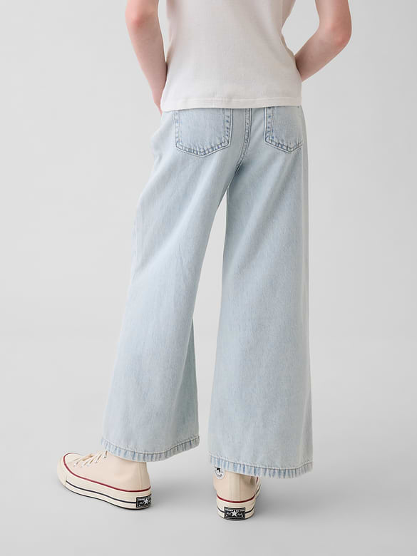 Kids High Rise Stride Wide-Leg Ankle Jeans