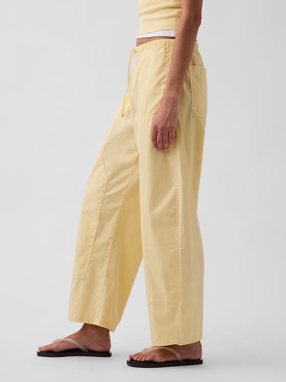Poplin Easy Double-Knee Barrel Pants