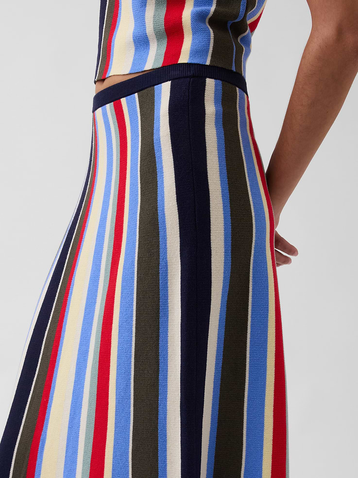 Image number 4 showing, 100% Cotton Stripe Easy Maxi Sweater Skirt