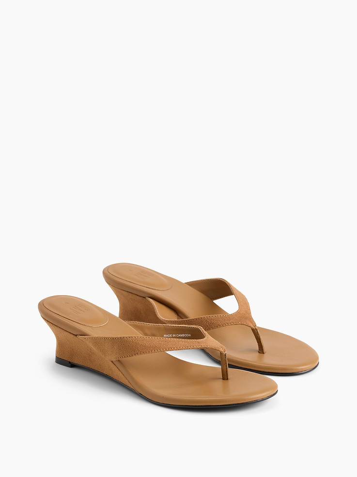 Image number 2 showing, Vegan Leather Wedge Thong Sandals