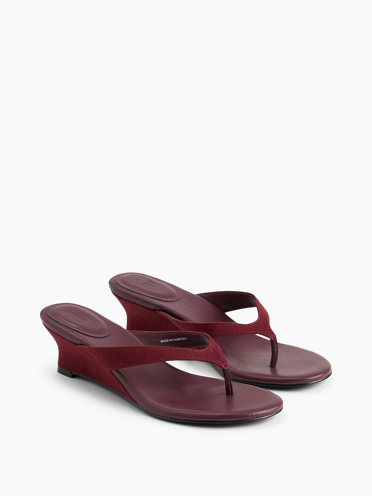Image number 2 showing, Vegan Leather Wedge Thong Sandals