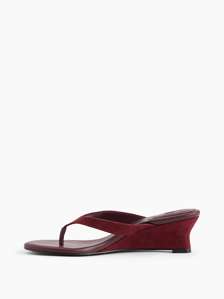 Image number 4 showing, Vegan Leather Wedge Thong Sandals