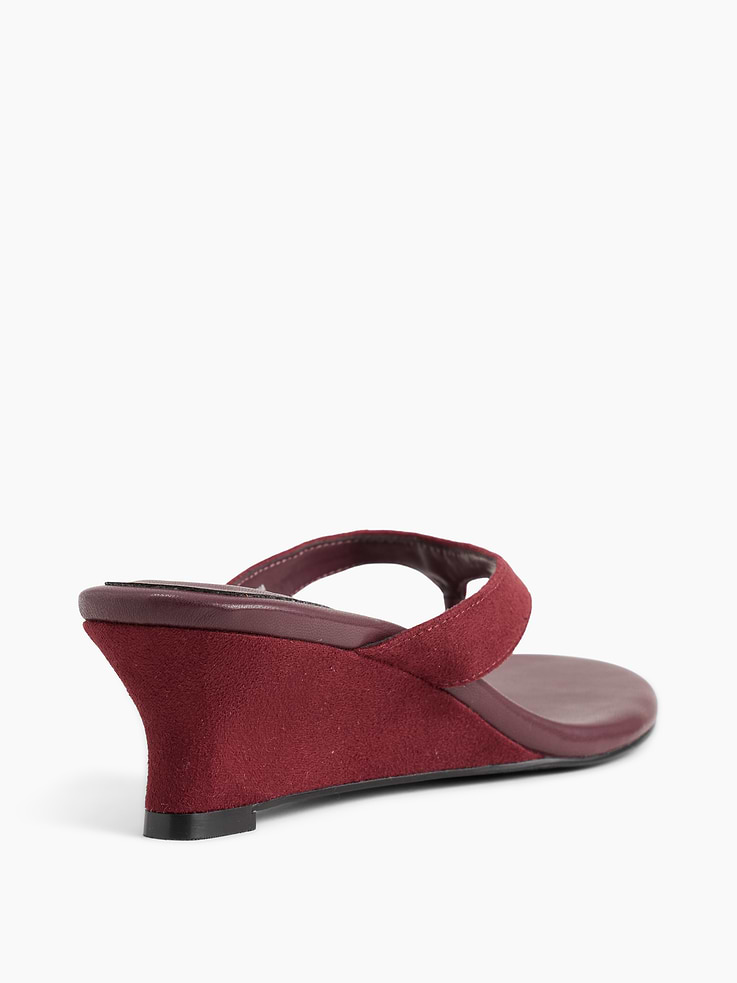 Image number 3 showing, Vegan Leather Wedge Thong Sandals