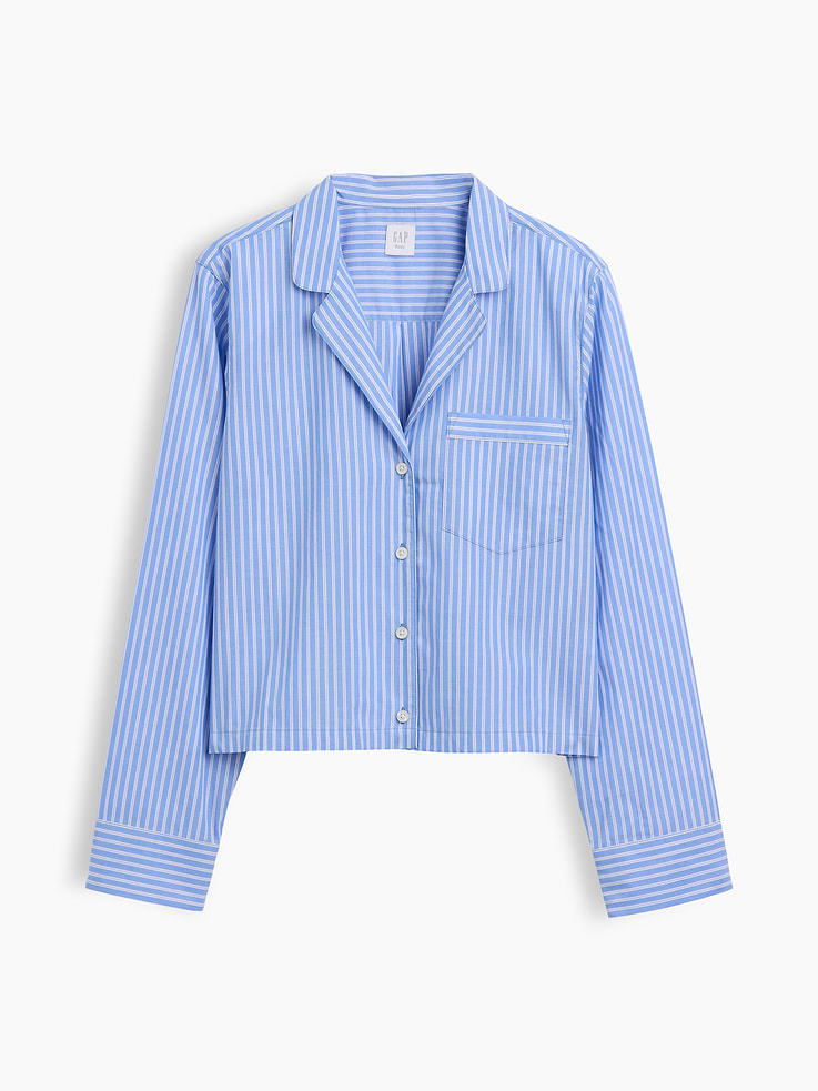 Image number 5 showing, Poplin Oversized Crop PJ Shirt