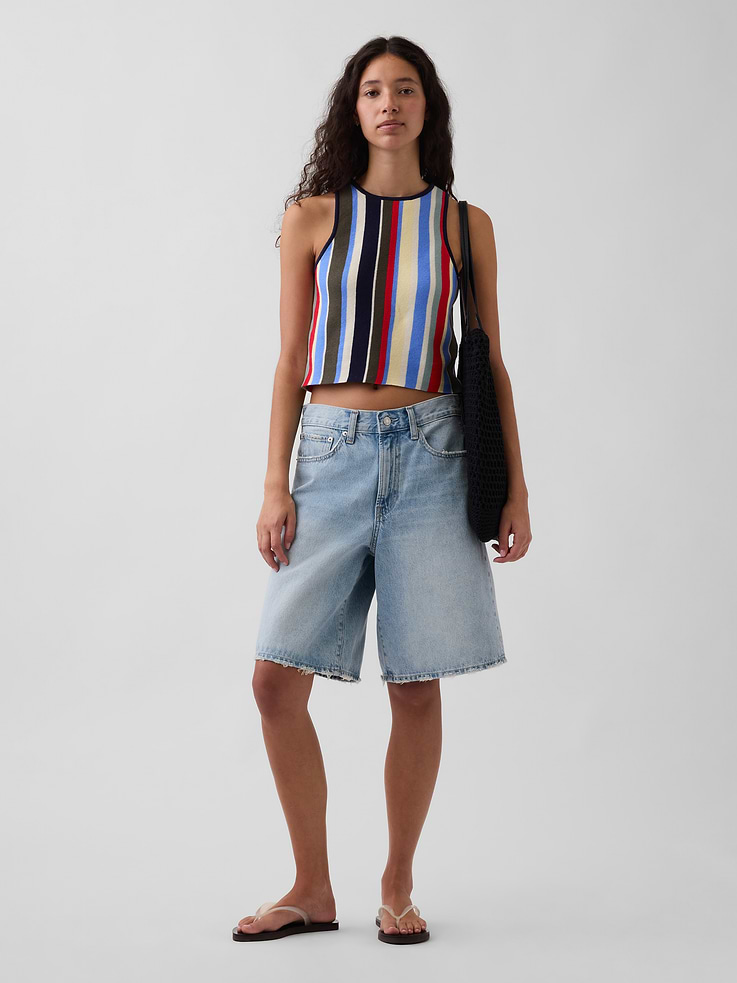 Image number 2 showing, 100% Cotton Stripe Halter Sweater Tank