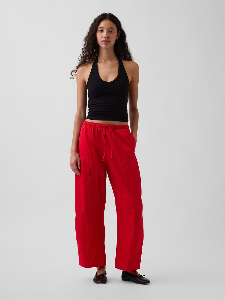 Image number 1 showing, Poplin Easy Double-Knee Barrel Pants