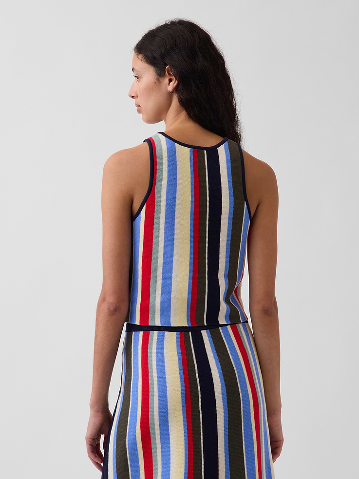 Image number 3 showing, 100% Cotton Stripe Halter Sweater Tank