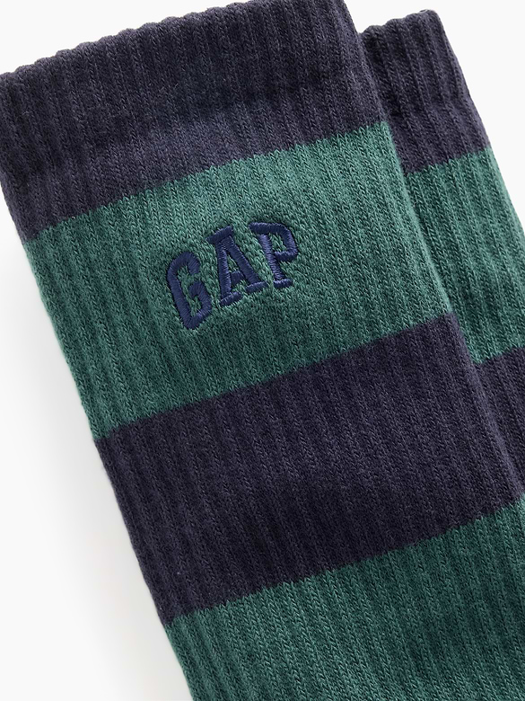 Rugby Stripe Logo Crew Socks
