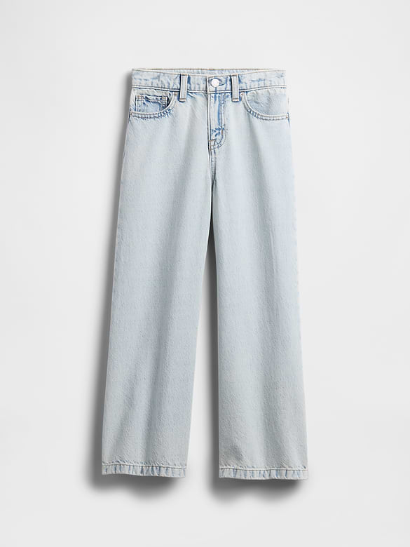 Kids High Rise Stride Wide-Leg Ankle Jeans