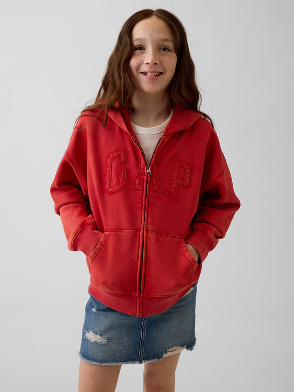 Veste à capuchon décontracté VintageDoux à logo pour Enfant