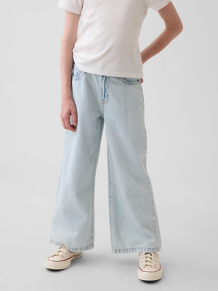 Image number 3 showing, Kids High Rise Stride Wide-Leg Ankle Jeans