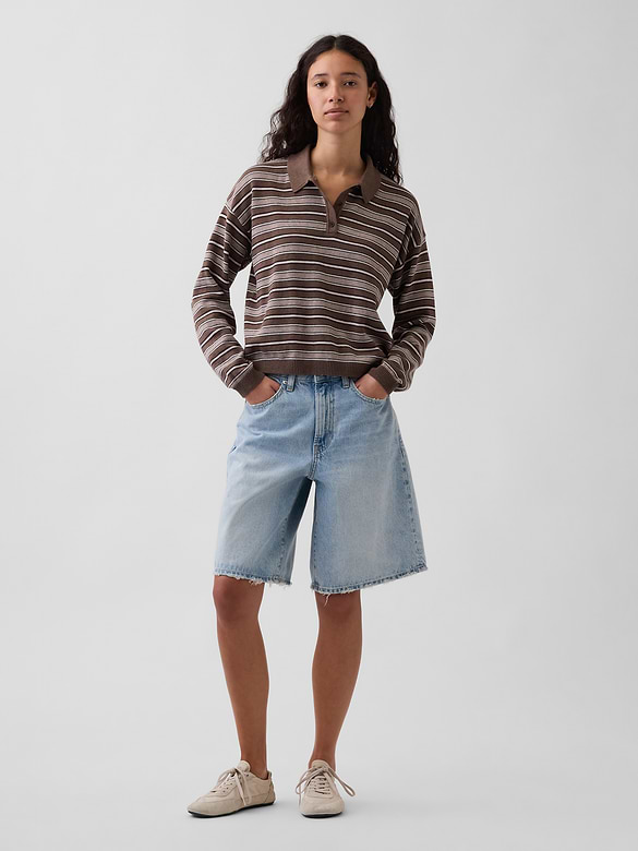 100% Cotton Relaxed Polo Sweater