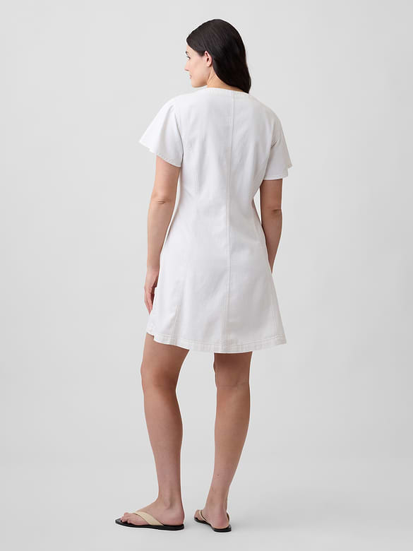 Denim Button-Front Mini Dress