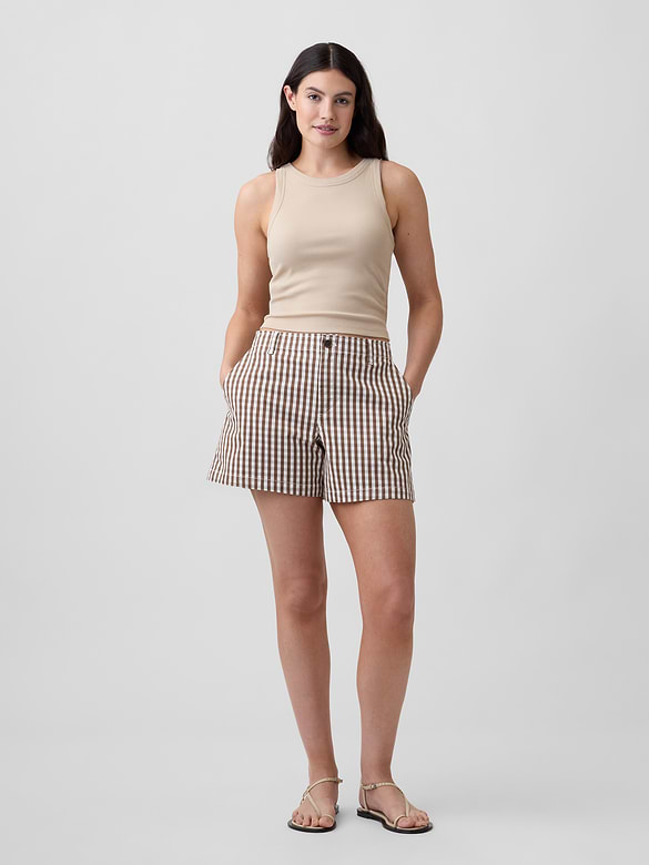 5" Mid Rise Downtown Khaki Shorts