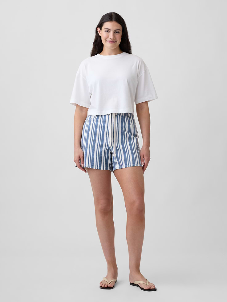 Image number 5 showing, Drawstring Denim Midi Shorts