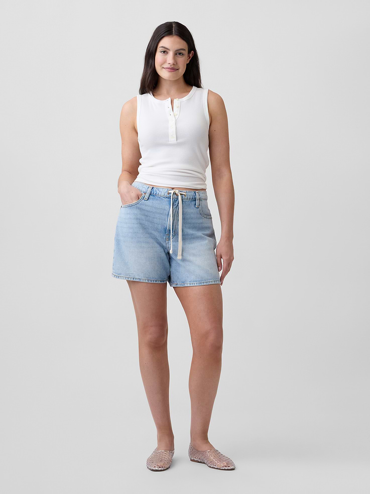 Image number 5 showing, SuperSoft Drawstring Denim Midi Shorts