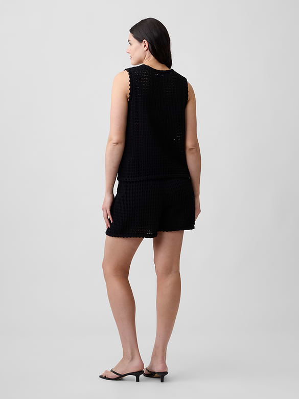 Relaxed Pull-On Crochet Sweater Shorts