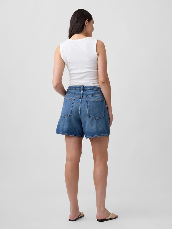 SuperSoft Drawstring Denim Midi Shorts