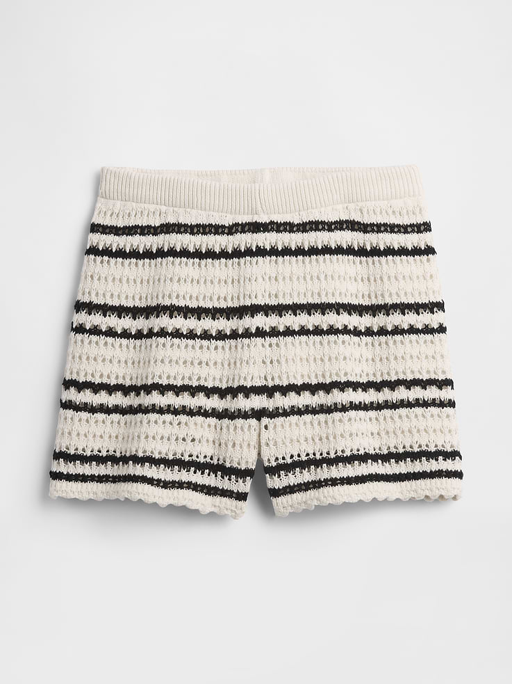 Image 7 of 7, Relaxed Pull-On Crochet Sweater Shorts