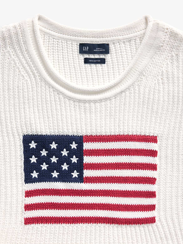 100% Cotton Oversized Americana Crop Sweater