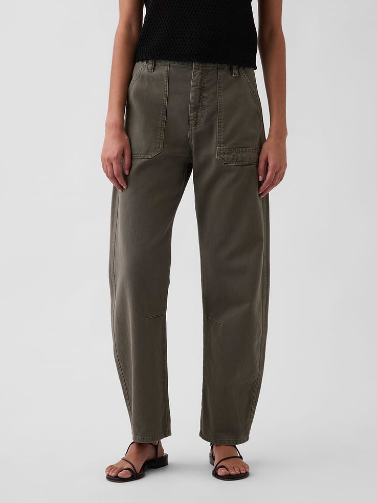 Image number 2 showing, Mid Rise Barrel Utility Ankle Pants
