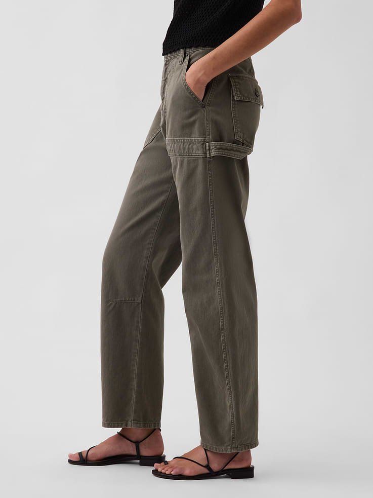 Image number 3 showing, Mid Rise Barrel Utility Ankle Pants