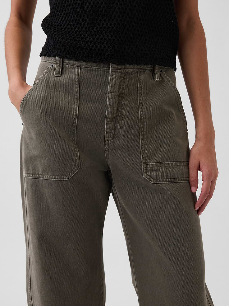 Image number 5 showing, Mid Rise Barrel Utility Ankle Pants