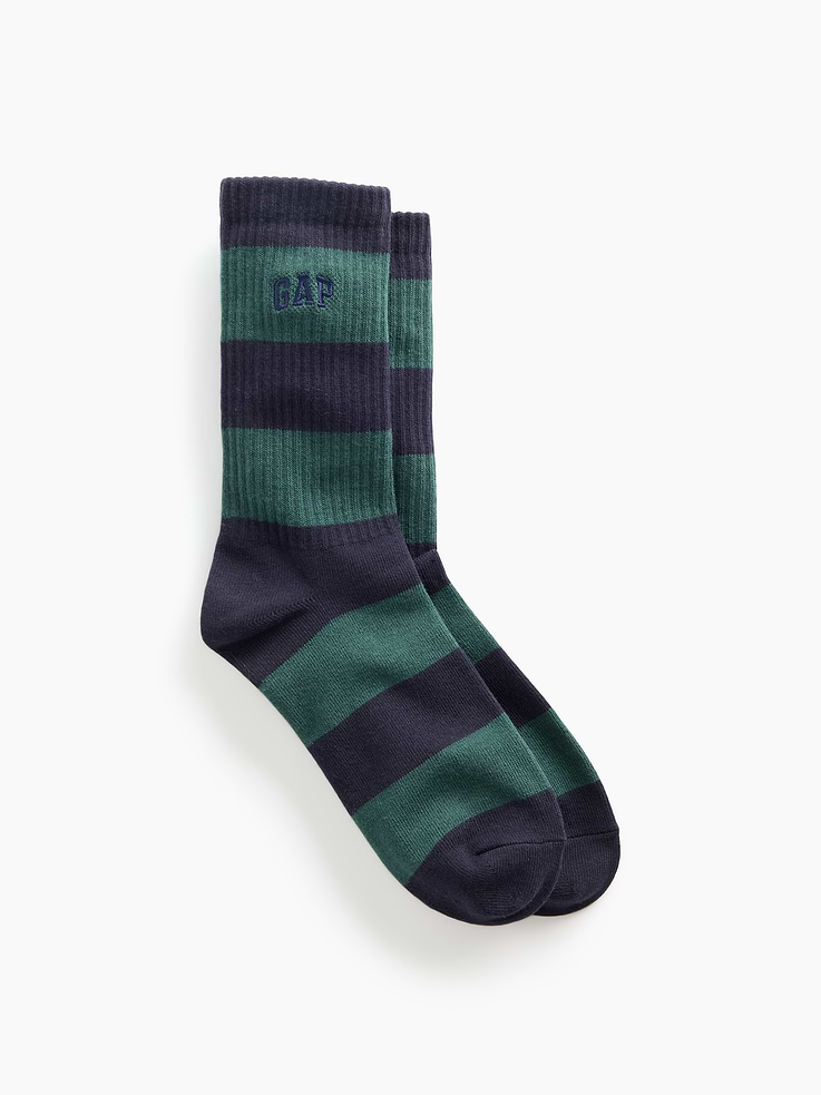 Image number 1 showing, Rugby Stripe Logo Crew Socks