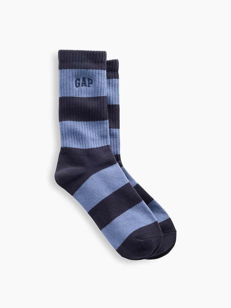 Image number 1 showing, Rugby Stripe Logo Crew Socks