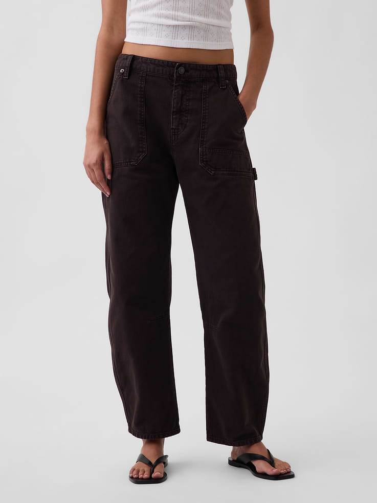 Image number 2 showing, Mid Rise Barrel Utility Ankle Pants